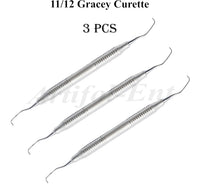 Gracey Curette 11/12 – Double End Dental Periodontal Instrument | Ergonomic Hollow Handle | 3-Piece Hygiene Tool Set #‎SG11/12XE2