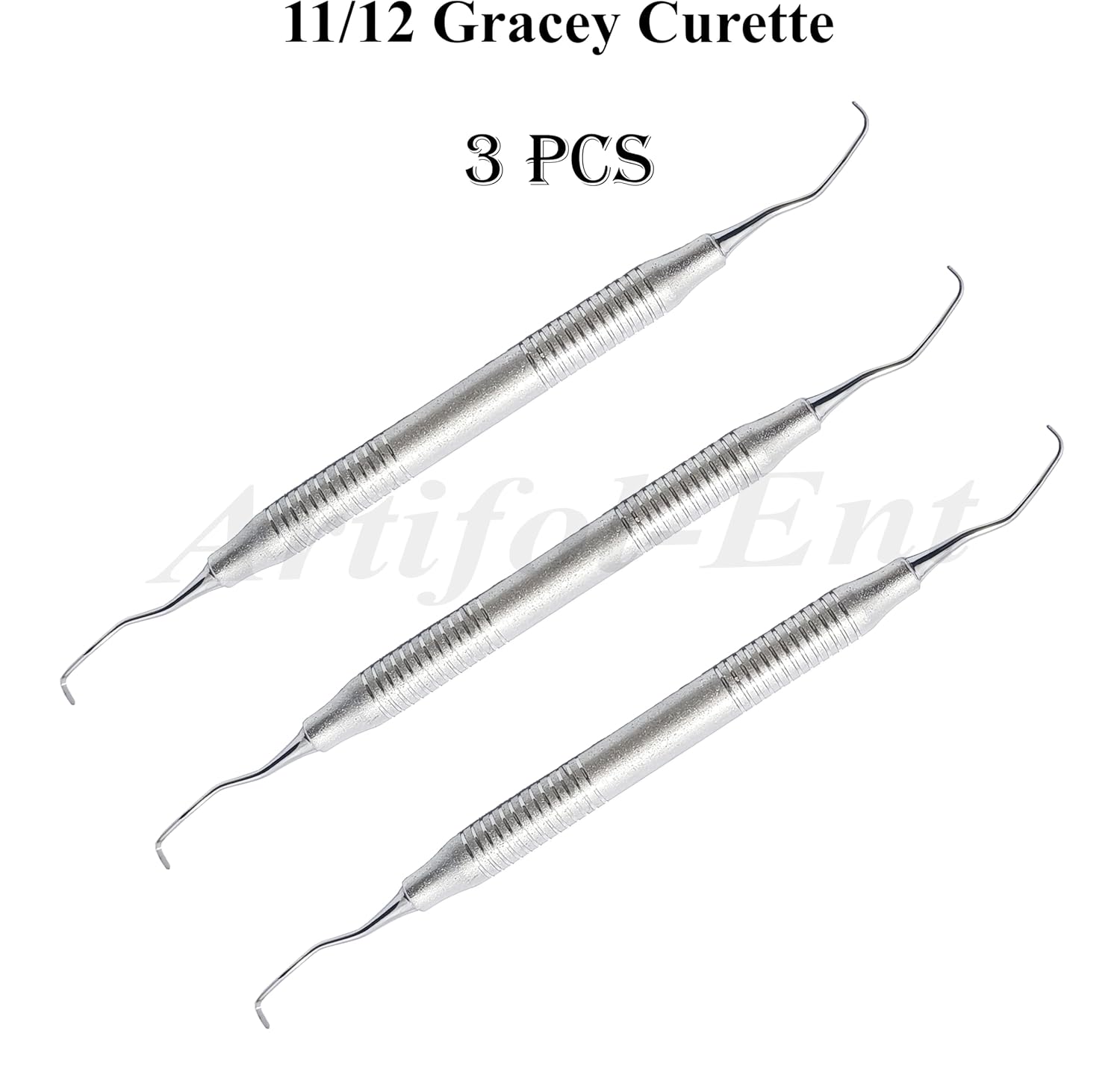Gracey Curette 11/12 – Double End Dental Periodontal Instrument | Ergonomic Hollow Handle | 3-Piece Hygiene Tool Set #‎SG11/12XE2