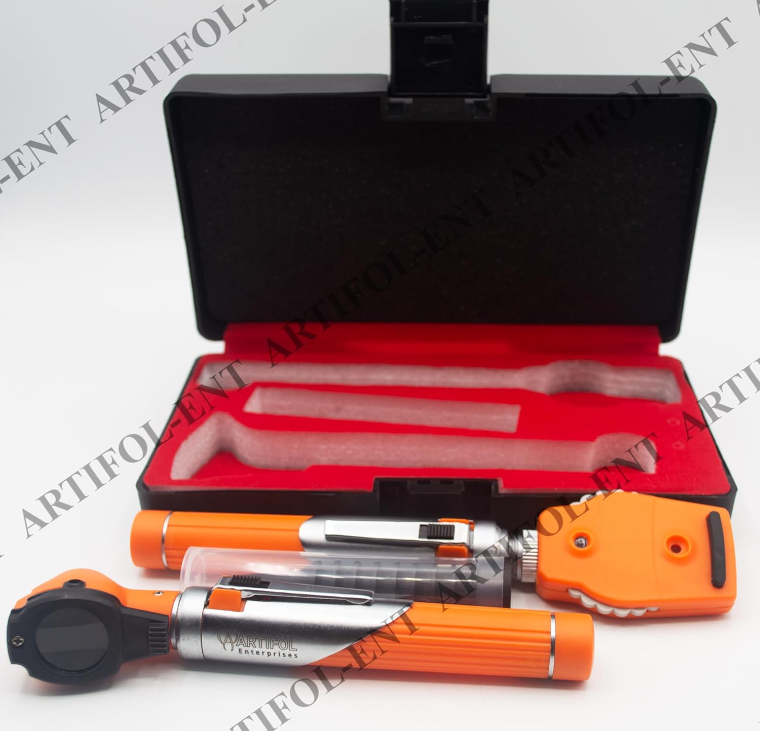 Artifol Student Home Use ENT Otoscope Examination Kit – Fiber Optic Diagnostic Set, Orange Color #OS1090