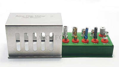 Kit per la produzione di schegge ossee dentali II da 10 pezzi con tappi – Set di trapani per impianti – Kit per la raccolta delle ossa n. OS1027