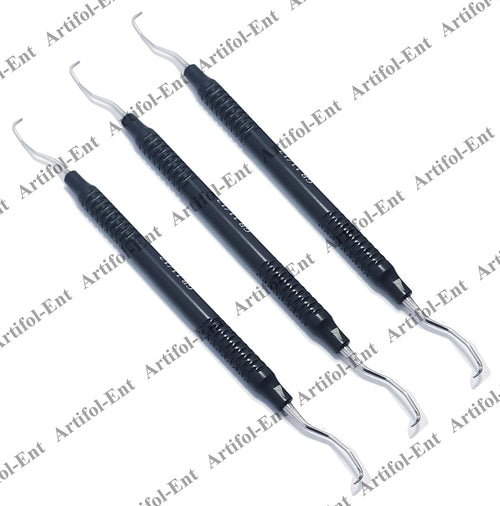 3-Piece Gracey Curettes Set 11/12 – Black Color –Double Ended Instrument #GR1112