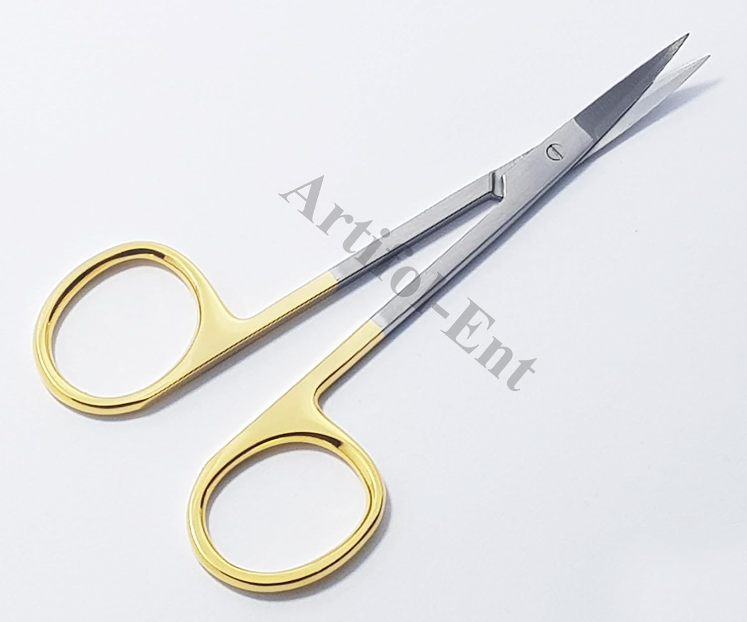 TC Iris Scissors Set – Straight & Curved 4.5" (11.5 cm) | Tungsten Carbide Micro Dissecting Scissors with Gold Rings | 2-Piece Surgical & Dental Instrument Set