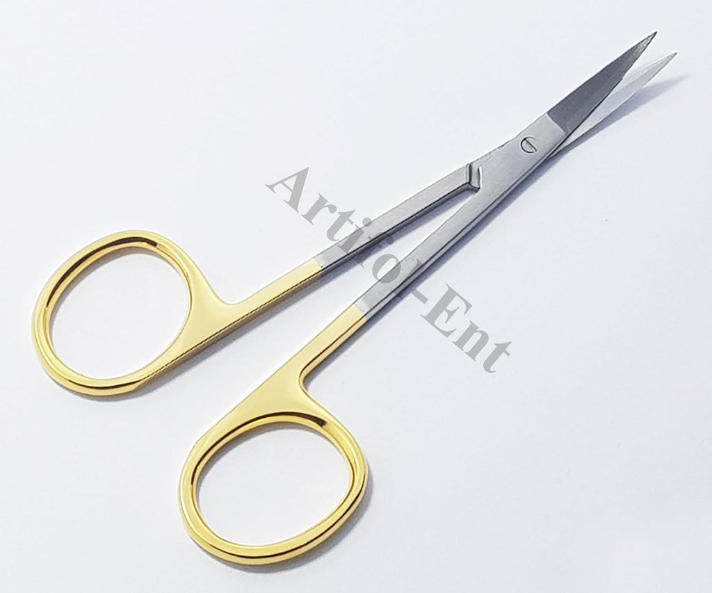2 Pcs TC Iris Scissor Curved 4.5” (11.5 cm) – Premium Surgical Dental Micro Dissecting Scissors, Medical Grade Stainless Steel, Tungsten Carbide Blades with Gold Rings