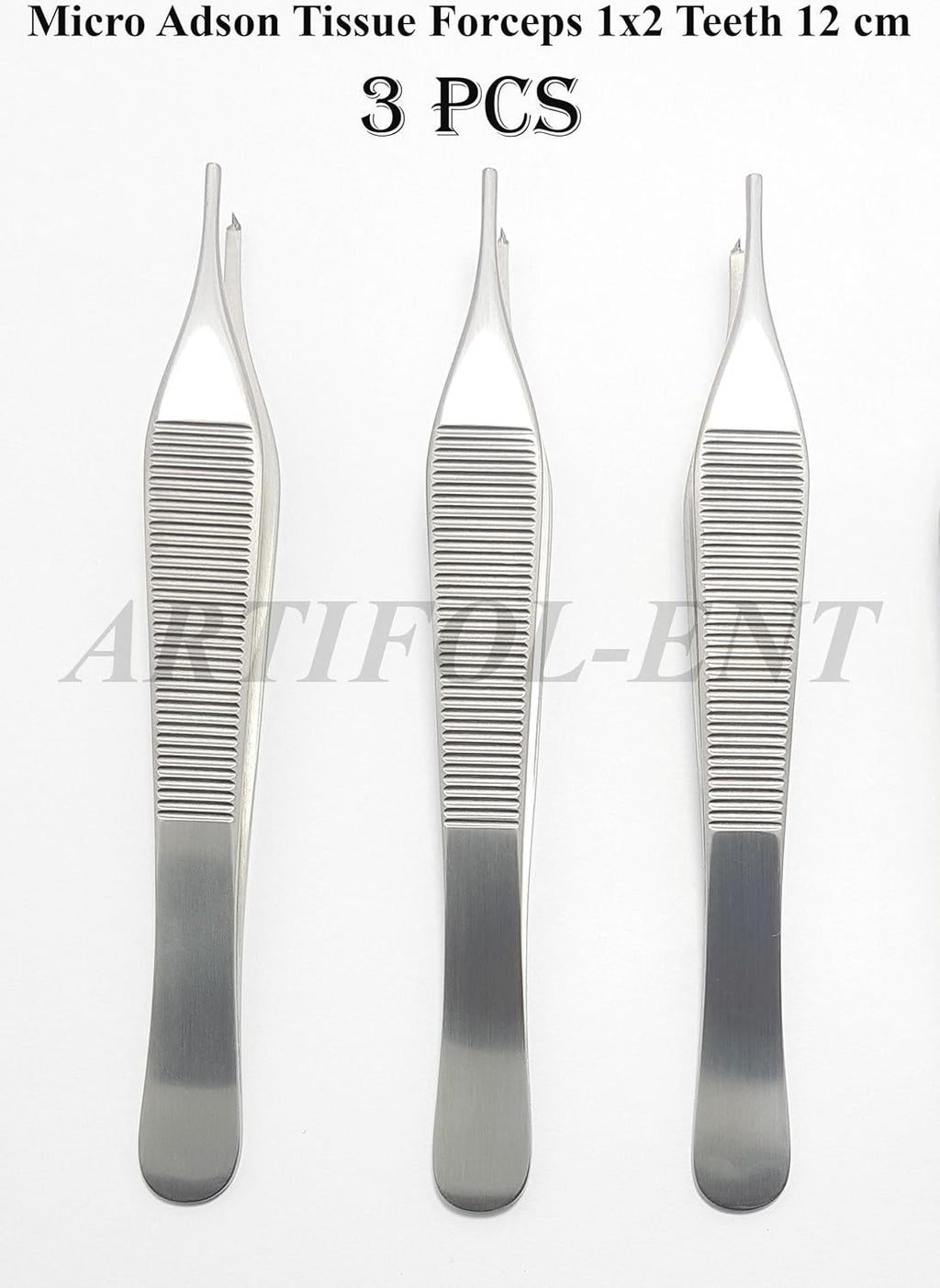 Micro Adson Tissue Forceps 1x2 Teeth 12 cm Kocher Tweezer Surgical Dental 3 Pcs #114910114