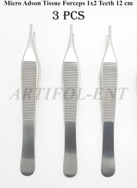 Micro Adson Tissue Forceps 1x2 Teeth 12 cm Kocher Tweezer Surgical Dental 3 Pcs #114910114