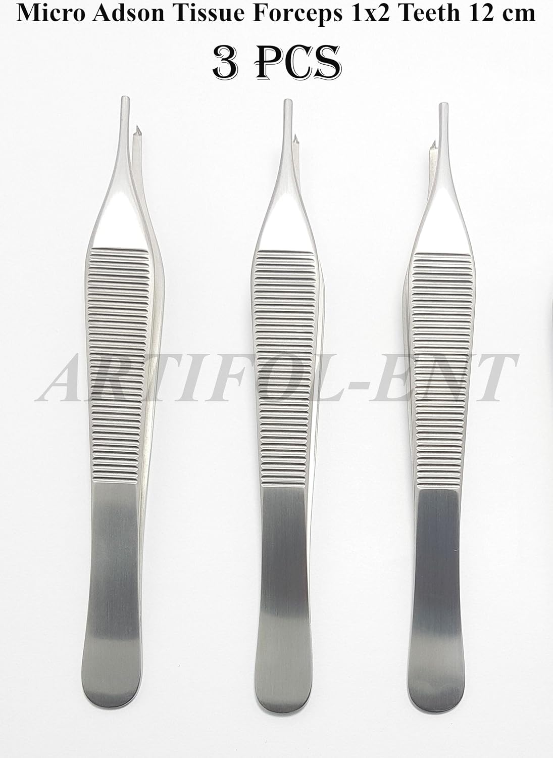 Micro Adson Tissue Forceps 1x2 Teeth 12 cm Kocher Tweezer Surgical Dental 3 Pcs #114910114