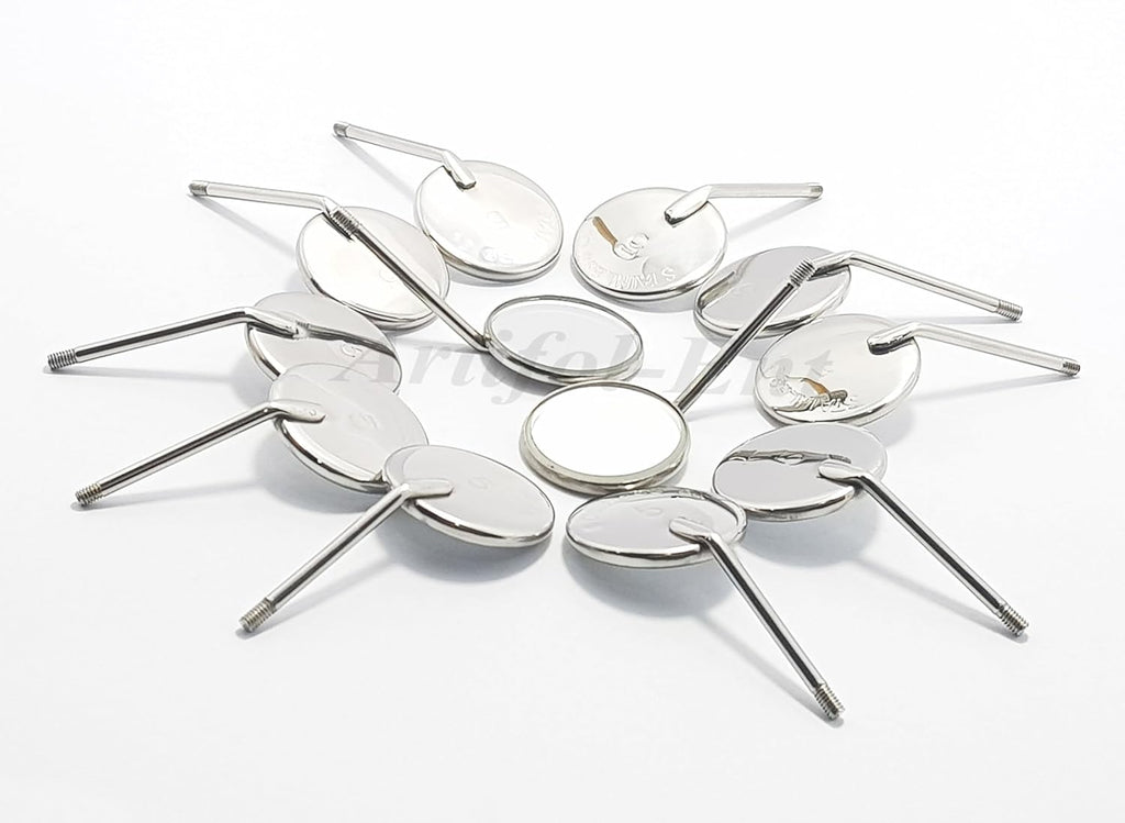 Dental Mouth Mirrors #5 – Pack of 12 Pcs with 2 Mirror Handles | Stainless Steel Dental Examination Mirrors | Reusable & Autoclavable Tools #‎MH6-1 & 122910333