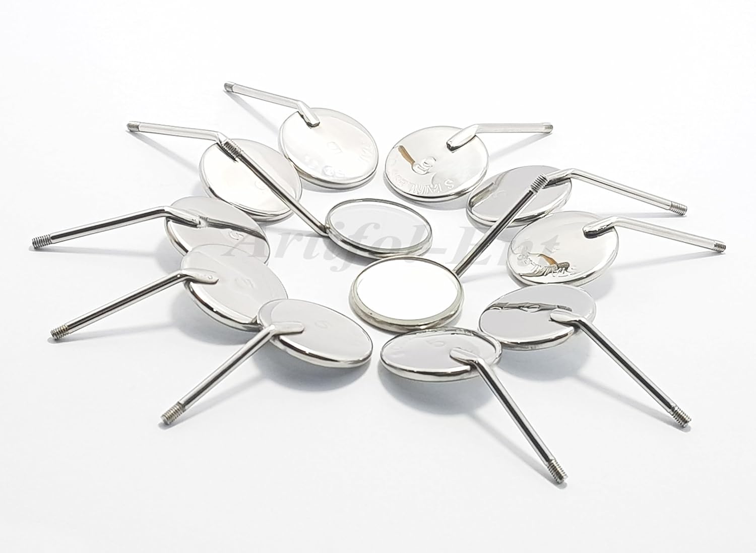 Dental Mouth Mirrors #5 – Pack of 12 Pcs with 2 Mirror Handles | Stainless Steel Dental Examination Mirrors | Reusable & Autoclavable Tools #‎MH6-1 & 122910333