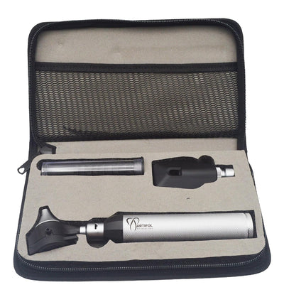 2-in-1 Ear Scope Set – Portable Fiber Optic Otoscope Exam & Diagnostic Kit | Brass Construction, Bright Illumination, Ergonomic Handle | Reusable ENT Instrument #OS10116