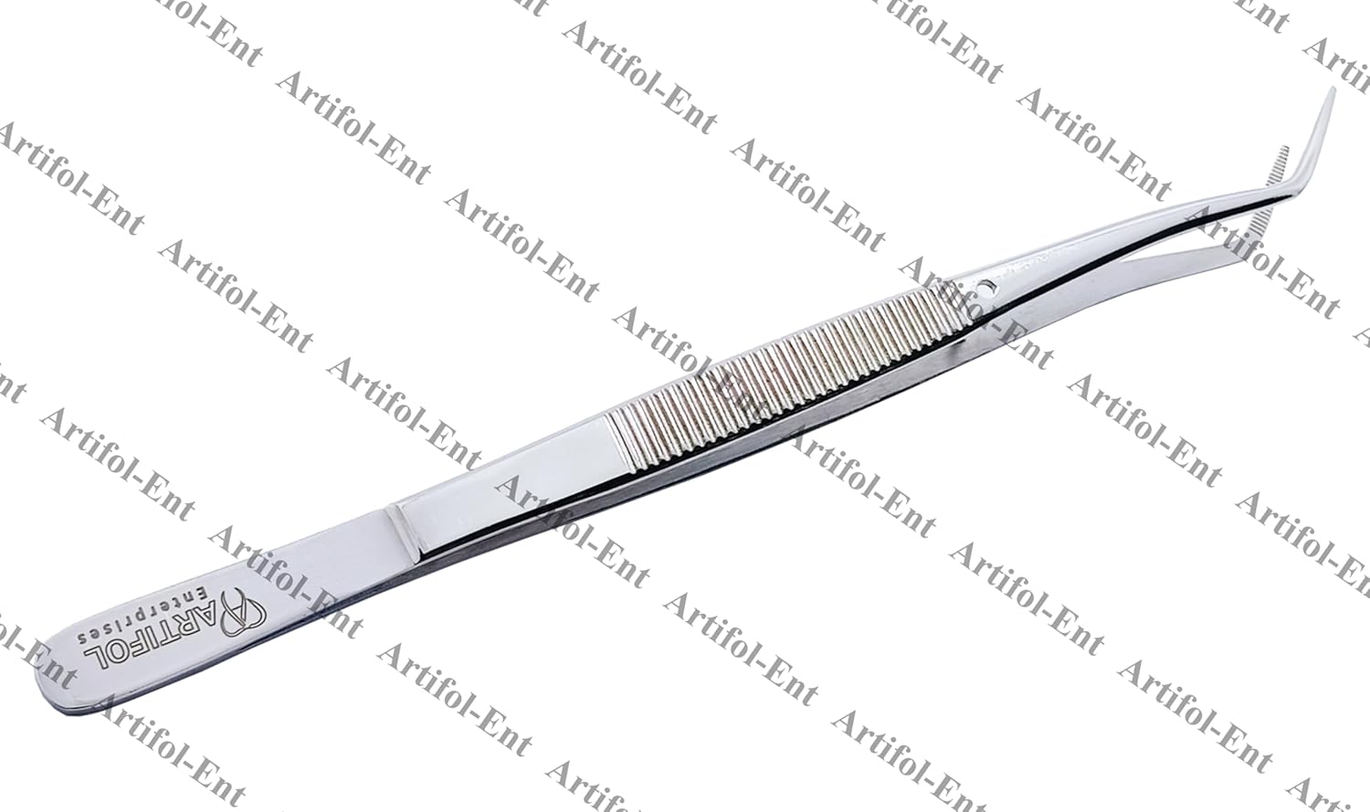 Mariiam Dentalpinzette – 15 cm, abgewinkelte, gezahnte Spitzen (5er-Set), polierter Edelstahl, gebogene Pinzette für präzises Arbeiten | #114500021-1