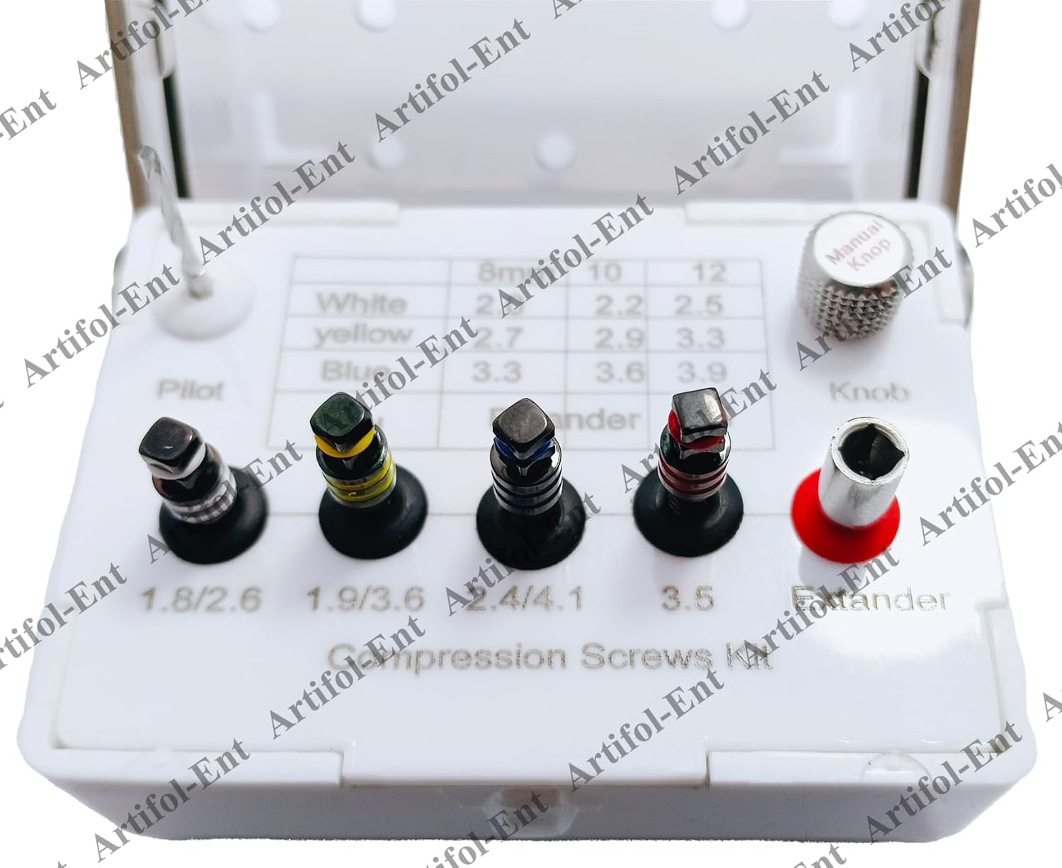 Artifol Dental Compression Screws Kit – 7-Piece Expander Screw Set with Storage Box | Sinus Lift & Implant Tools #OS1063