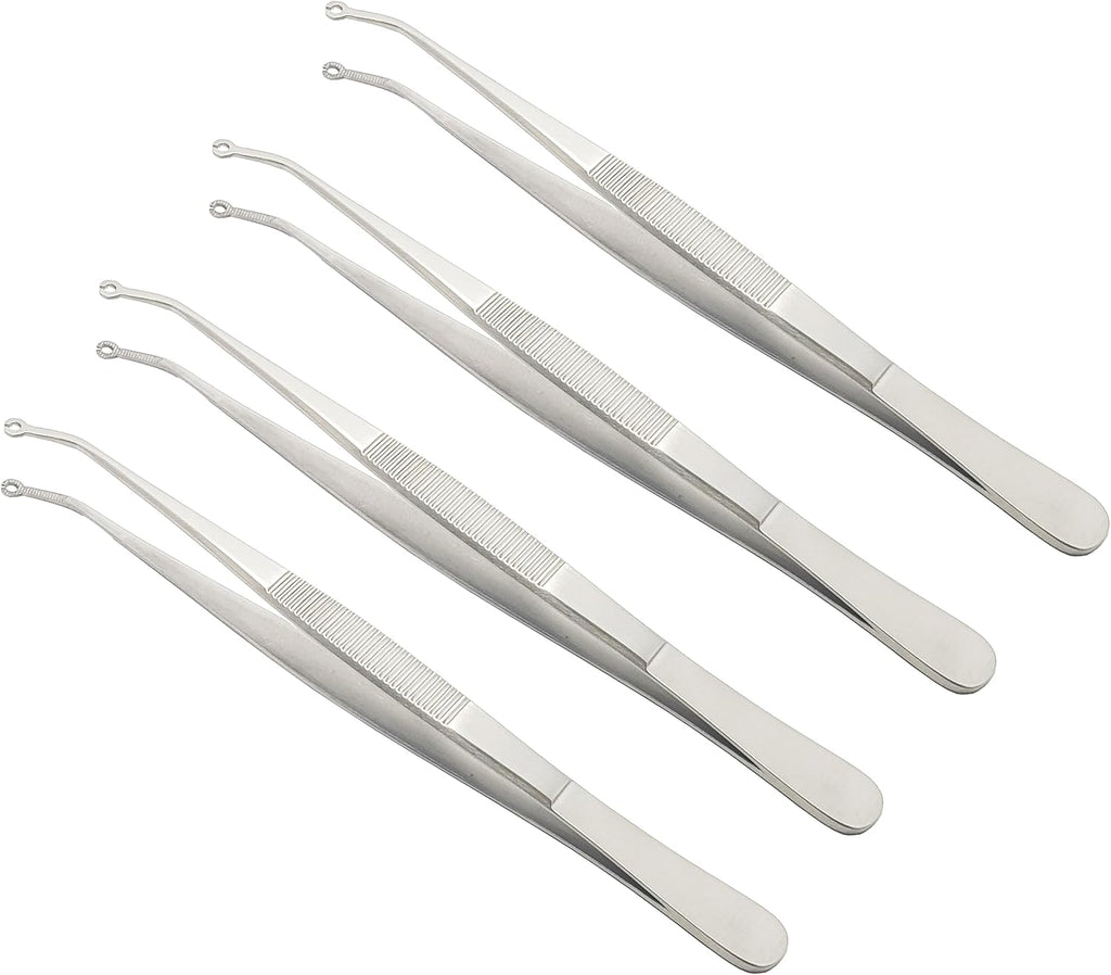 4 Pcs Micro Surgical Corn Suture Forceps 16 cm | Precision Fine Tip | Stainless Steel | Non-Slip Grip | Reusable & Autoclavable Instruments #31-74305