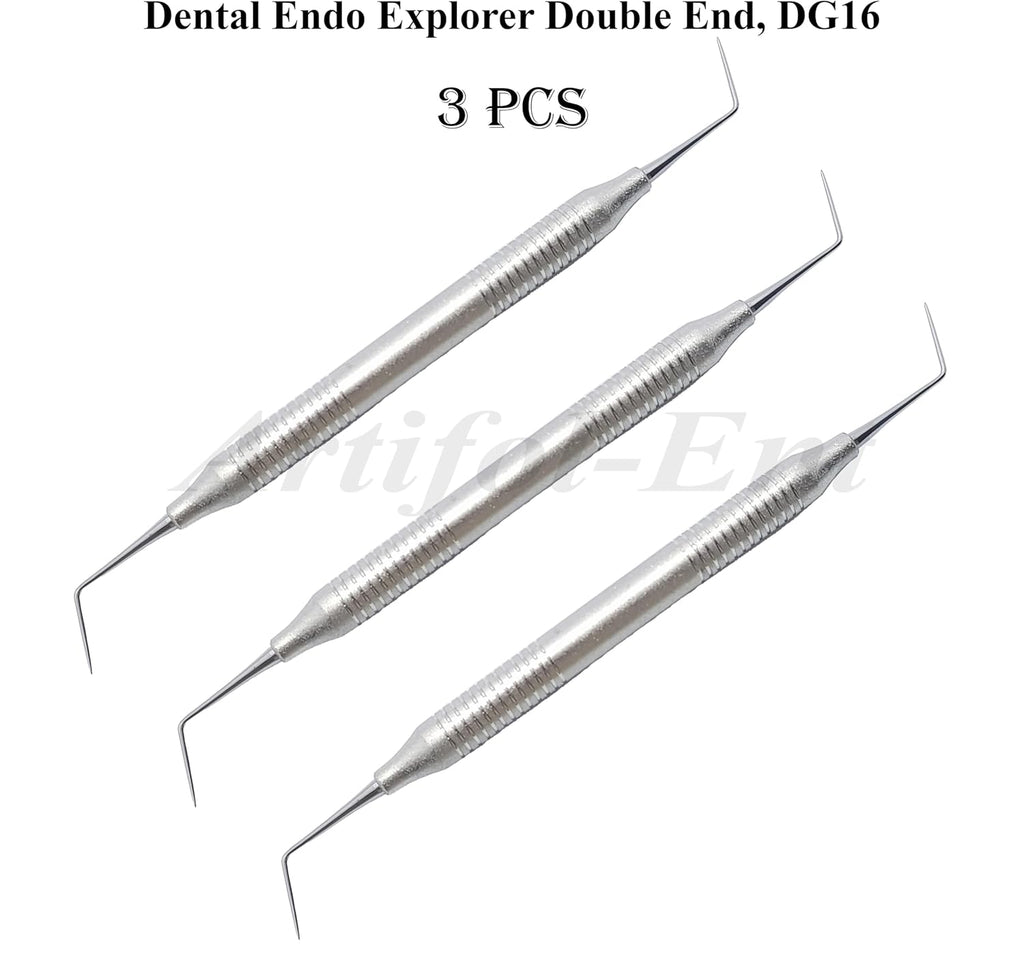 Dental Endo Explorer DG16 – Double Ended Diagnostic Endodontic Instrument | Ergonomic Hollow Handle | 3-Piece Set #EXDG166