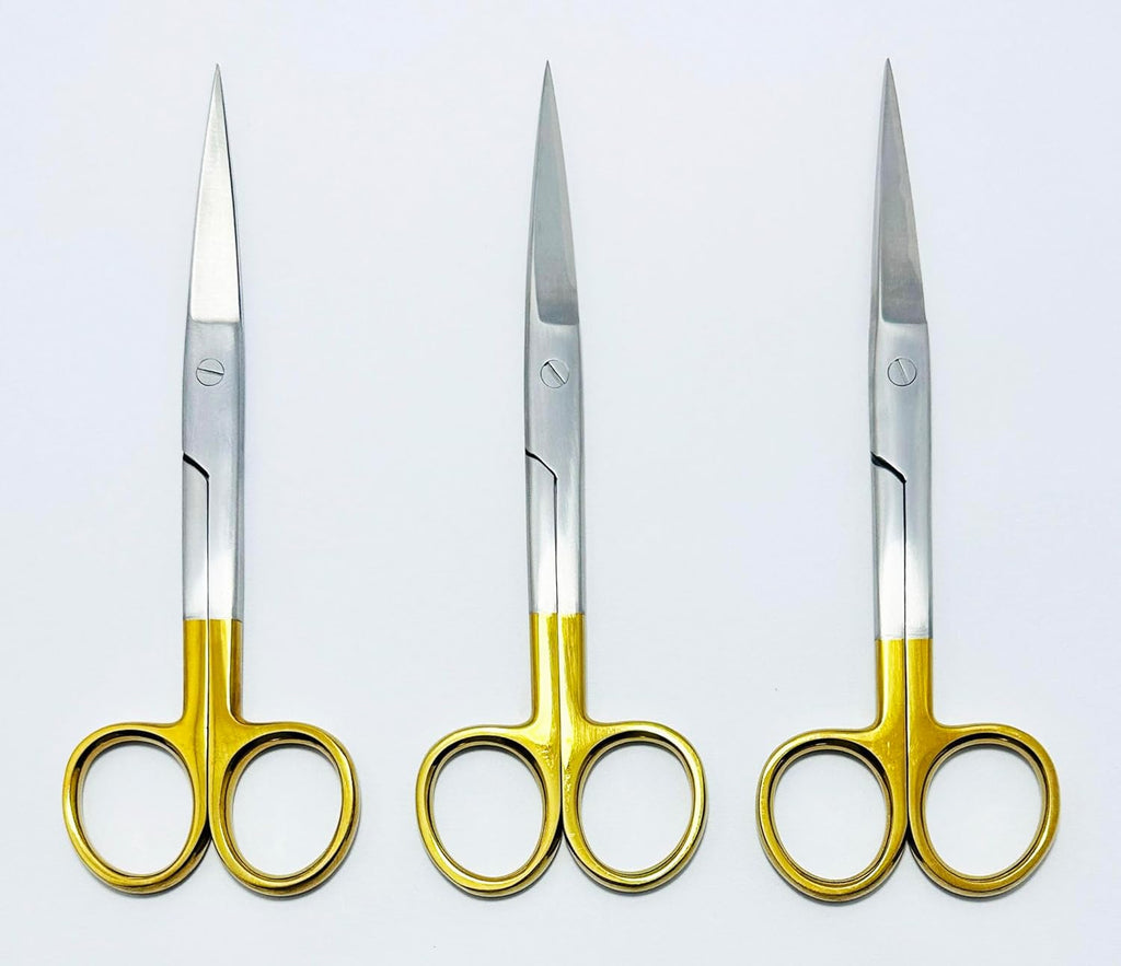 Chirurgische OP-Schere – T/C-Edelstahl, gerade Klingen 14,5 cm (5,5 Zoll) | Verbandschere mit titanvergoldeten Griffen