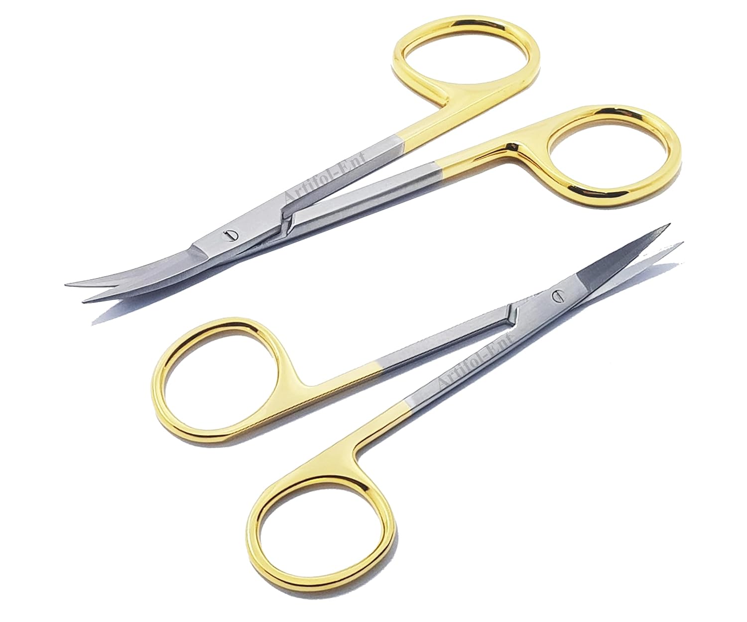 2 Pcs TC Iris Scissor Curved 4.5” (11.5 cm) – Premium Surgical Dental Micro Dissecting Scissors, Medical Grade Stainless Steel, Tungsten Carbide Blades with Gold Rings