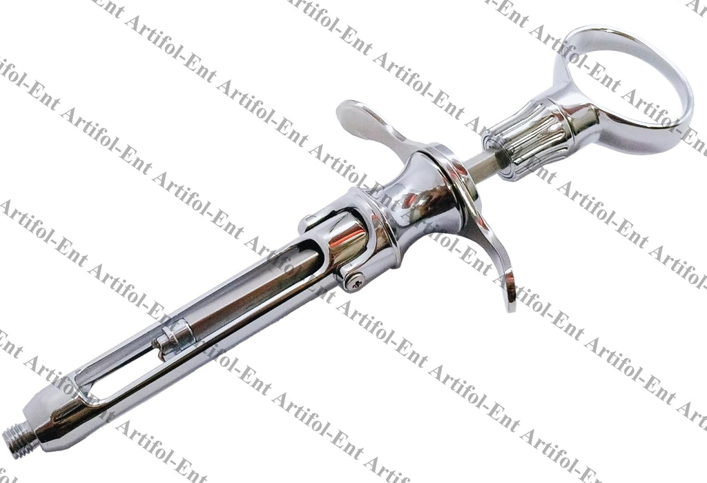 Dental Ring-Handle Cartridge Syringe – 1.8 mL | EU Thread, Three Aspiration Hooks | Brass with Chrome-Plated Finish, Reusable & Autoclavable #OS1079