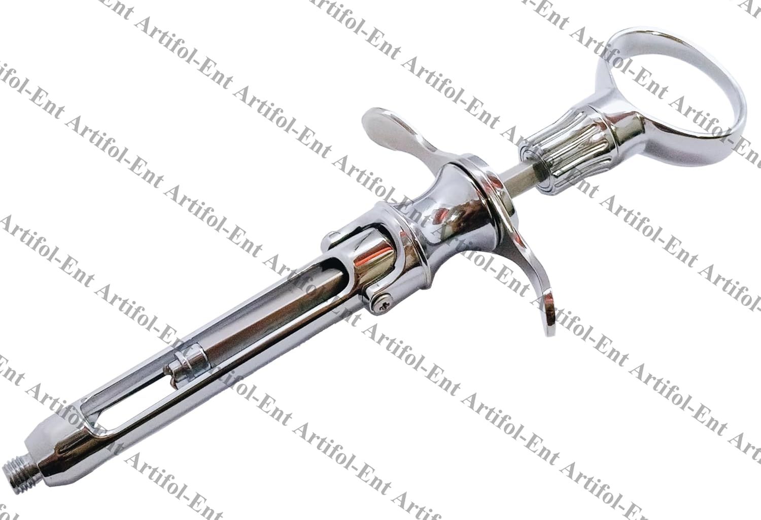 Dental Ring-Handle Cartridge Syringe – 1.8 mL | EU Thread, Three Aspiration Hooks | Brass with Chrome-Plated Finish, Reusable & Autoclavable #OS1079