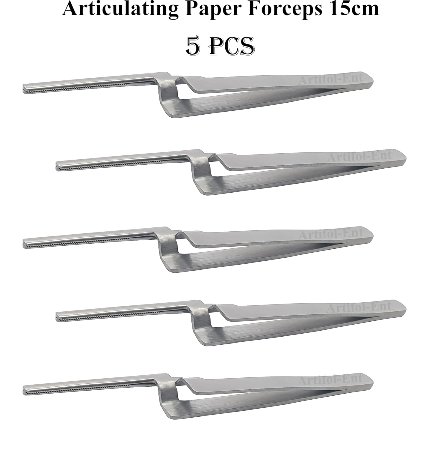 Articulating Paper Forceps APF2 – Straight 15 cm Dental Paper Holder Tweezers | Restoration & Occlusion Plier | 5-Piece Set