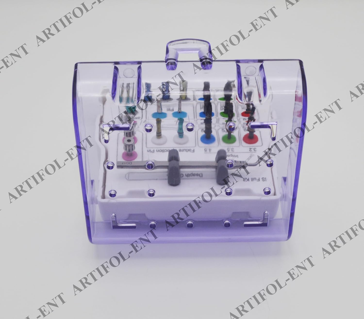 Implant 21 Pieces Long & Short Drills Kit with Color-Coded Depth Stoppers & Precision Depth Gauge | Stainless Steel | Smooth, Controlled Drilling Performance | Reusable, Autoclavable #OS1098