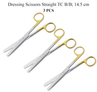 TC Operating Scissors – Straight B/B 14.5 cm (5.5") | Dressing Shears with Tungsten Carbide Blades & Gold-Plated Handles | Surgical Stainless Steel