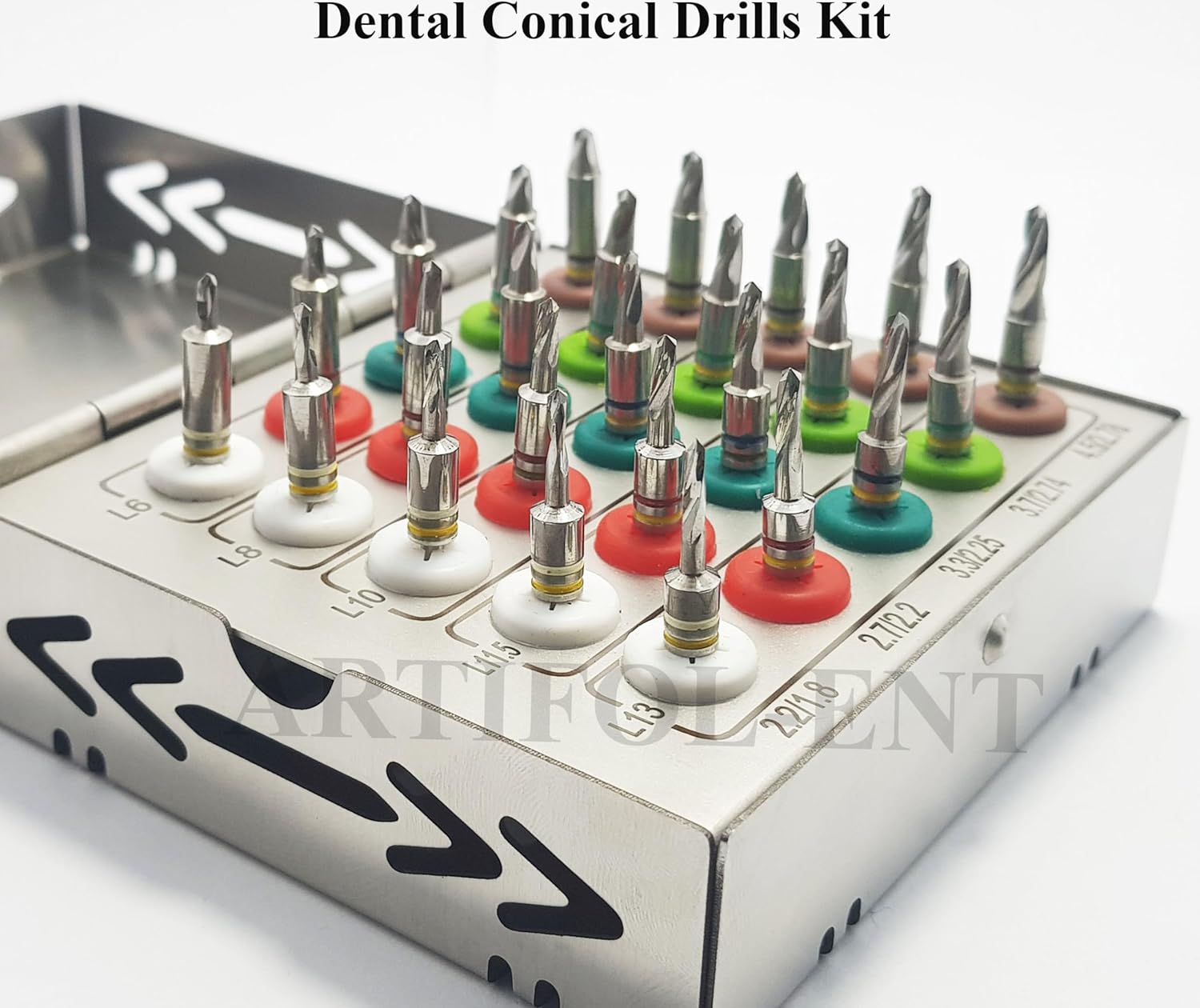 25-Piece Conical Drills Dental Implant Kit with Stoppers | Precision Implant Drill Set for Implant Site Preparation | Reusable & Autoclavable #OS1020