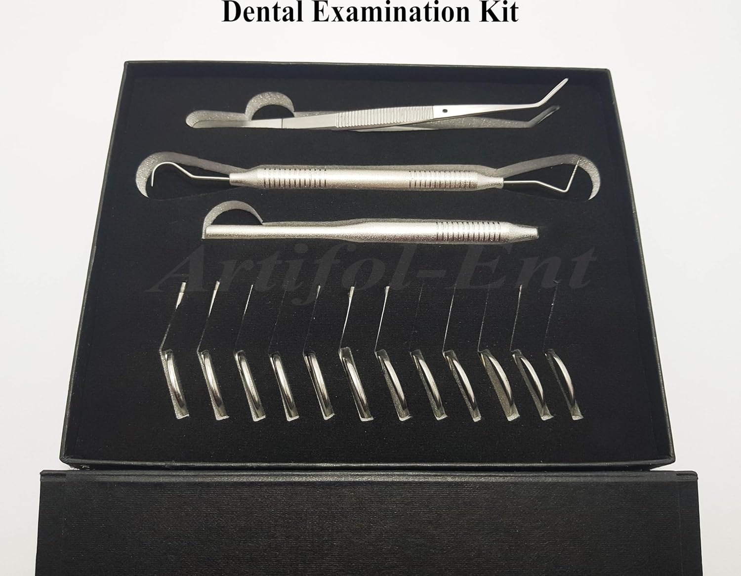 Dental Examination Kit for Dentists & Dental Students,Diagnostic Set Dental Mirrors, Mirror Handle, Explorer William Probe, Dressing Tweezers/Cotton Plier, Basic Dental Exam Kit Beautiful Storage Case
