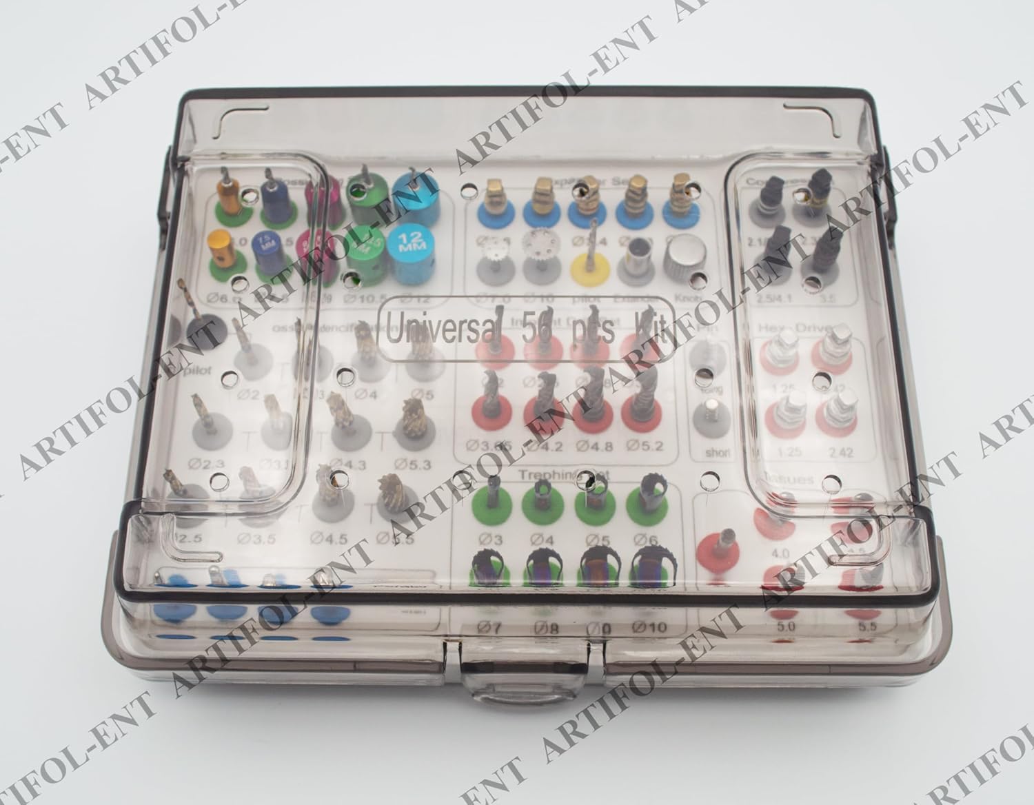 56-Piece Universal Technical Kit – Gold & Black Coated Drill System | Compression Bolts, Alignment Guides & Implant Positioning Kit #OS-10101