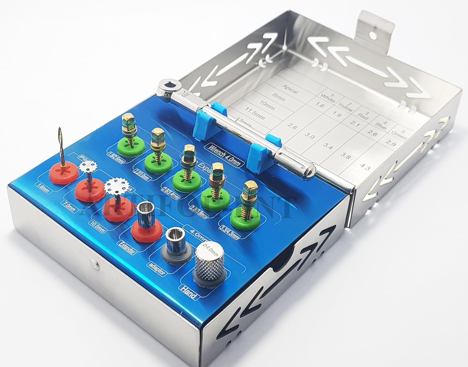 Implant Bone Expander Kit OS1018 – Sinus Lift & Condensing Drills, Hole Saw, Pilot Bit, Extender & Adaptor with Storage Box