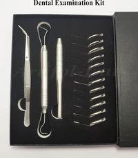 Dental Examination Kit for Dentists & Dental Students,Diagnostic Set Dental Mirrors, Mirror Handle, Explorer William Probe, Dressing Tweezers/Cotton Plier, Basic Dental Exam Kit Beautiful Storage Case