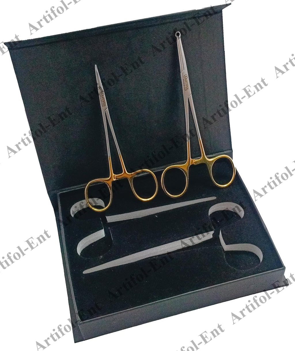 2-Piece No-Scalpel Vasectomy Fixator Forceps Kit – Stainless Steel, Reusable & Autoclavable | Blunt-Tip Fixation Ring & Curved Forceps