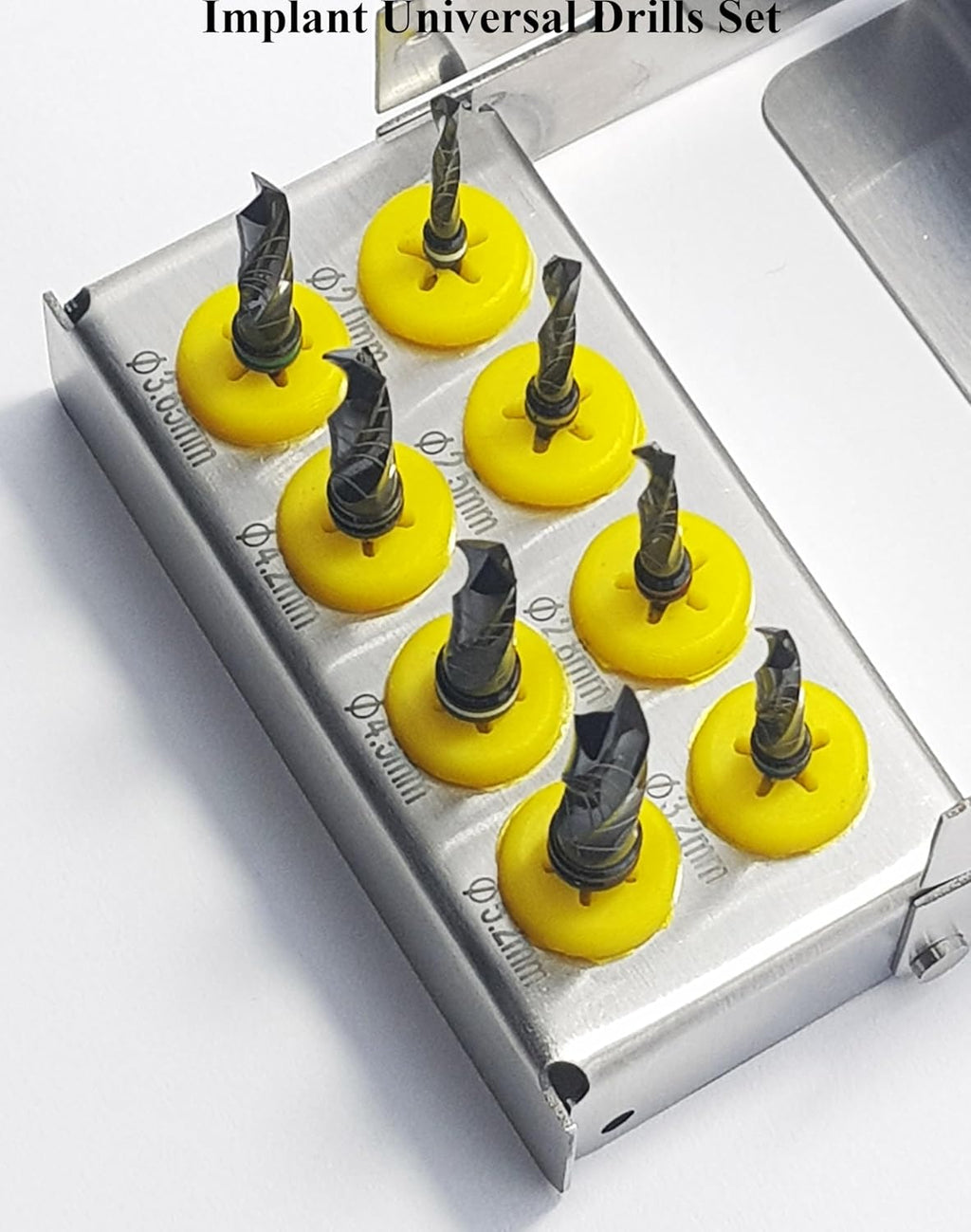 Implant External Irrigation Drill Bits Kit – 8 Pcs Black Coated Surgical Drills with Holder | Dental Implant Tools #OS1037