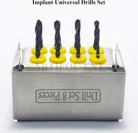 Implant External Irrigation Drill Bits Kit – 8 Pcs Black Coated Surgical Drills with Holder | Dental Implant Tools #OS1037