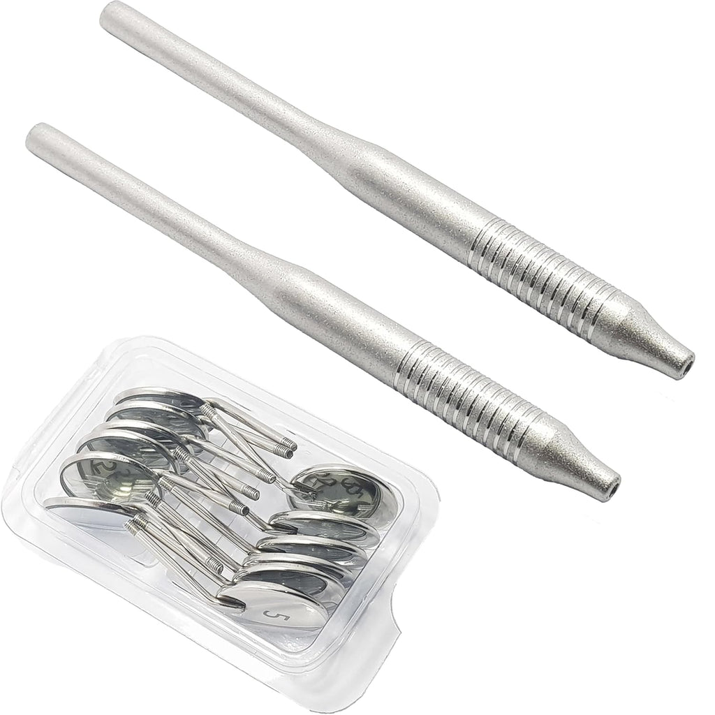 Dental Mouth Mirrors #5 – Pack of 12 Pcs with 2 Mirror Handles | Stainless Steel Dental Examination Mirrors | Reusable & Autoclavable Tools #‎MH6-1 & 122910333