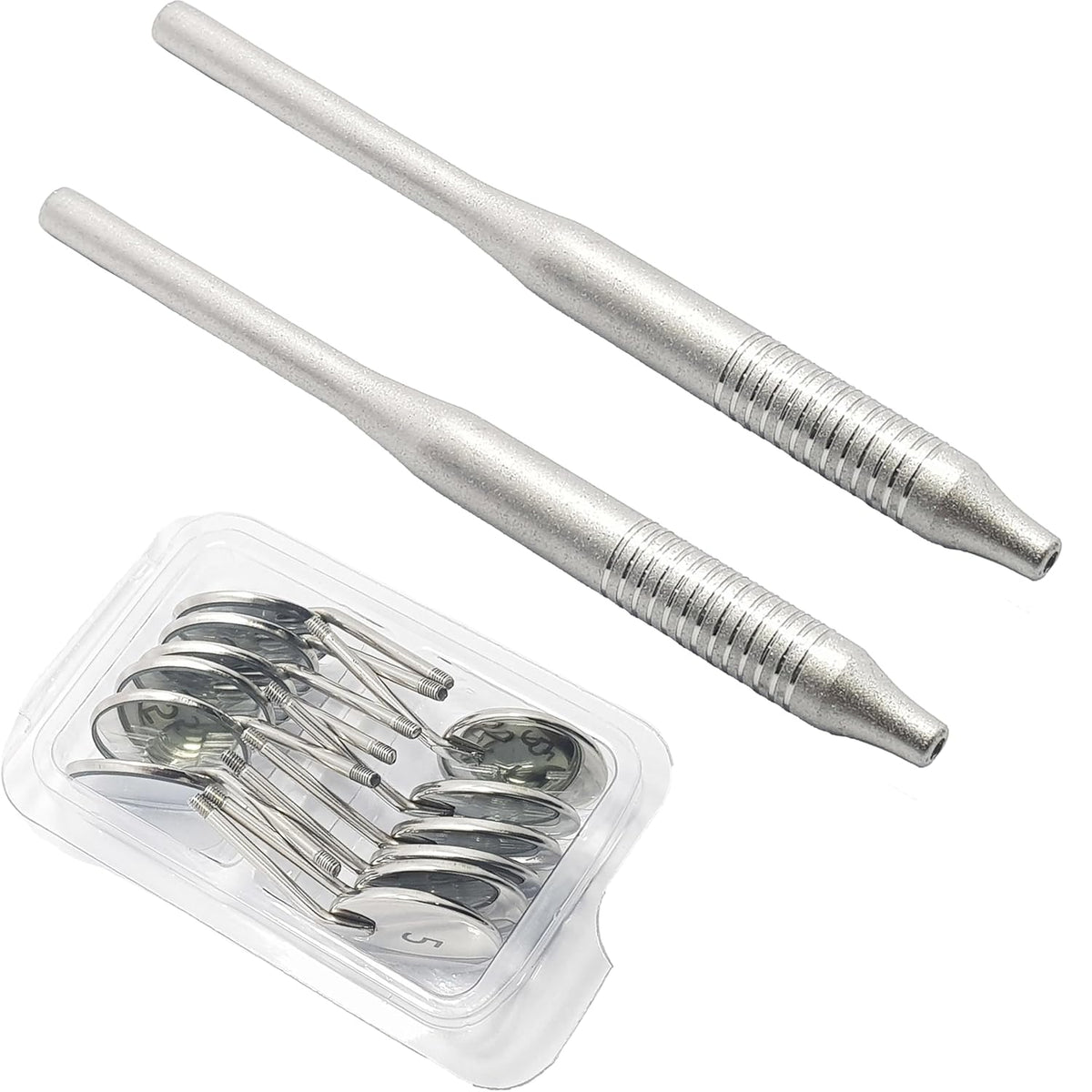 Dental Mouth Mirrors #5 – Pack of 12 Pcs with 2 Mirror Handles | Stainless Steel Dental Examination Mirrors | Reusable & Autoclavable Tools #‎MH6-1 & 122910333