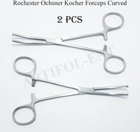 Pince Kocher Rochester Ochsner – Courbée 6,25" (16 cm), Dents 1x2, Mâchoires dentelées | Ensemble de pinces de clampage 2 pièces n° 115910142 | Acier inoxydable, Réutilisable et autoclavable