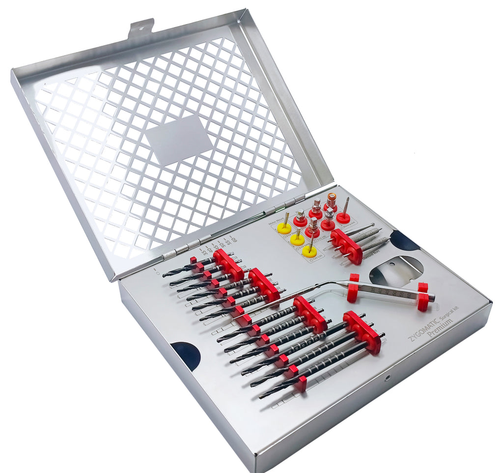 26-Piece Premium Zygomatic Surgical Kit | Titanium-Coated Precision Drills & Technical Instrument Set | High-Performance Stainless Steel Construction
