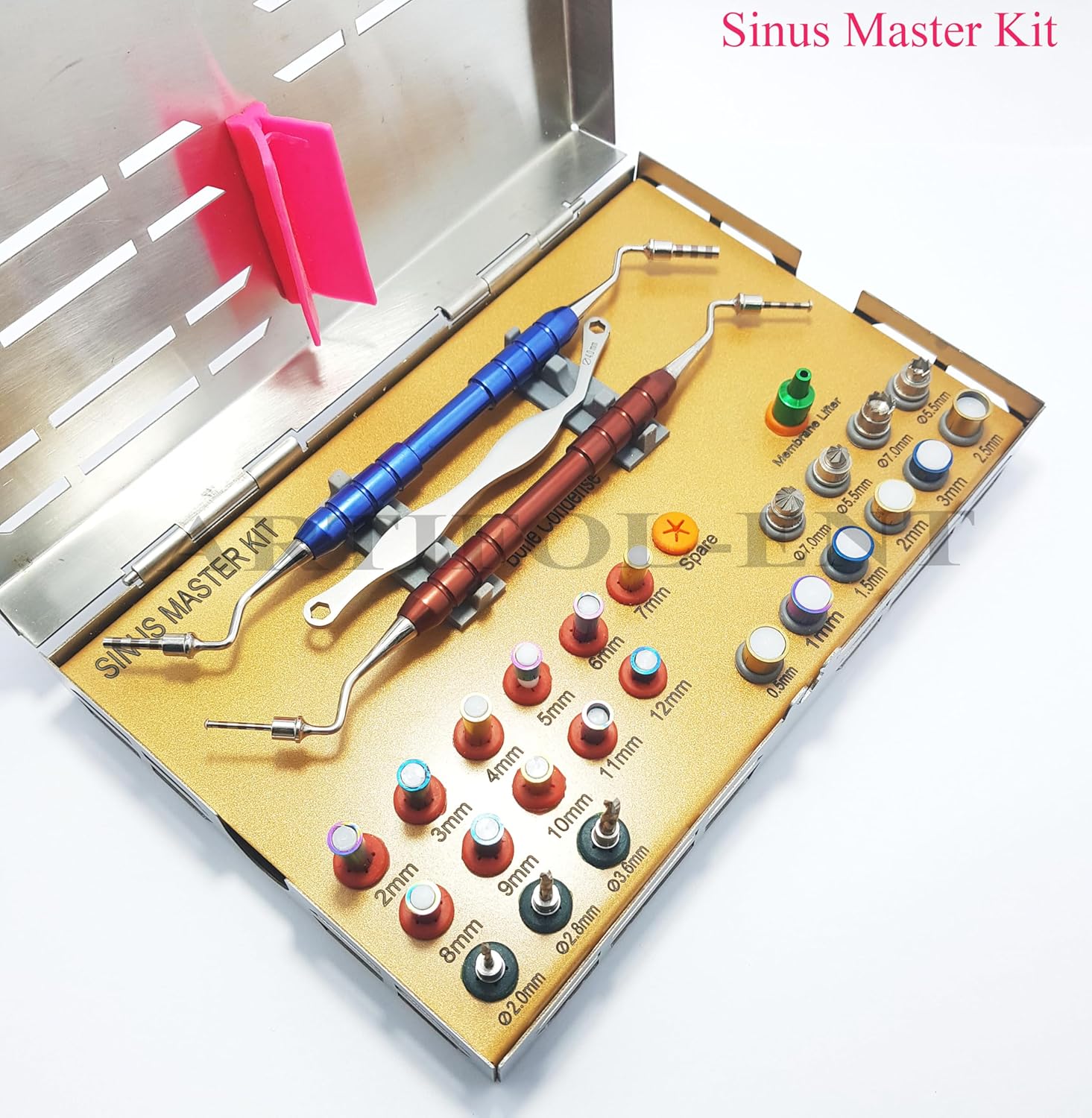 All in One –28 Pcs Implant Crestal & Lateral Approach Sinus Master Kit – Round & Core Drills, Stoppers, Mushrooms,Wrench with Sterilizable Steel Cassette - Dental Sinus lift Master Tools Set – #OS1028