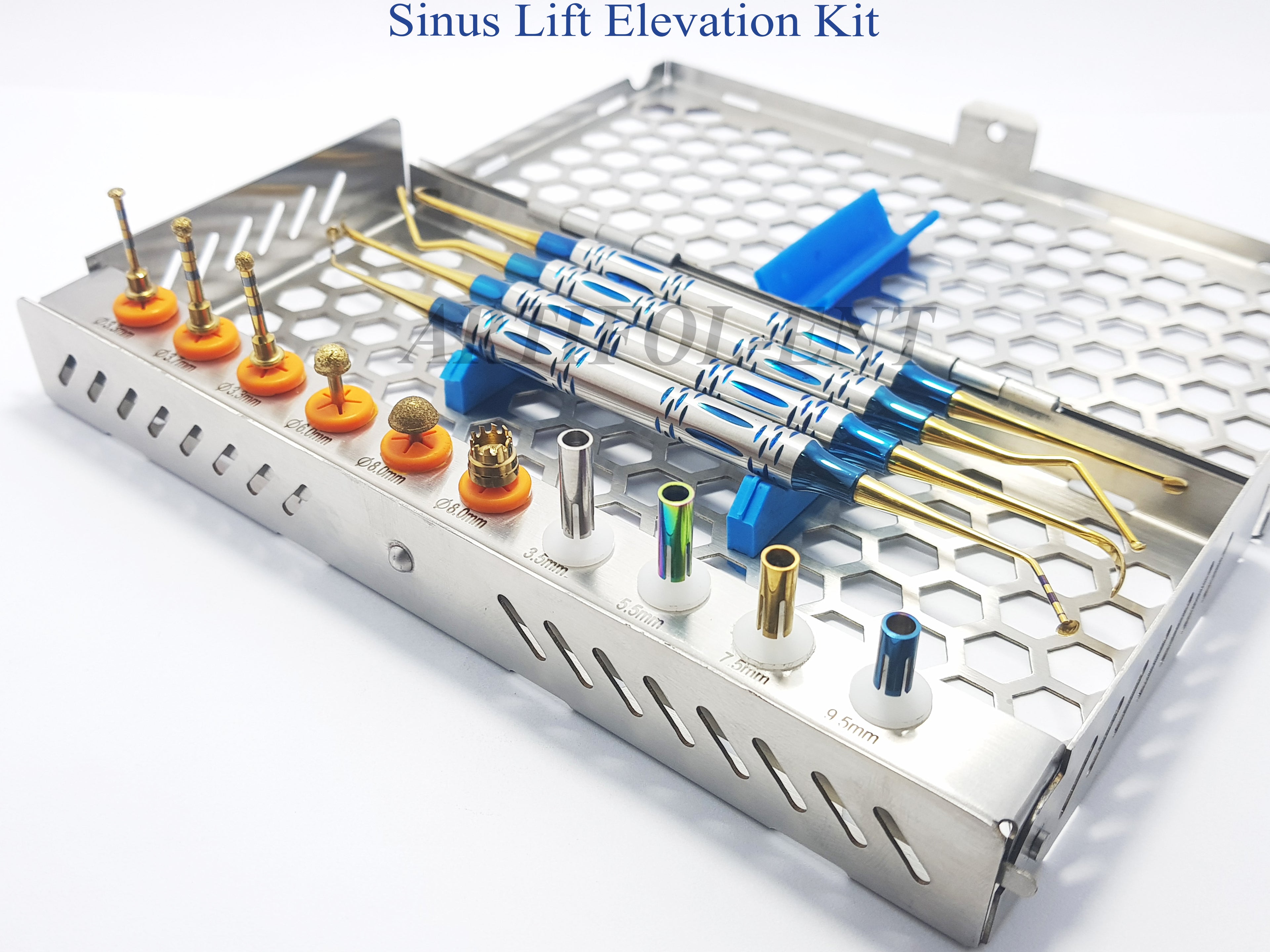 14-Piece Sinus Lift Implant Kit – DASK Lift Drills, Depth Stoppers & Elevators with Stainless Steel Cassette #OS1016