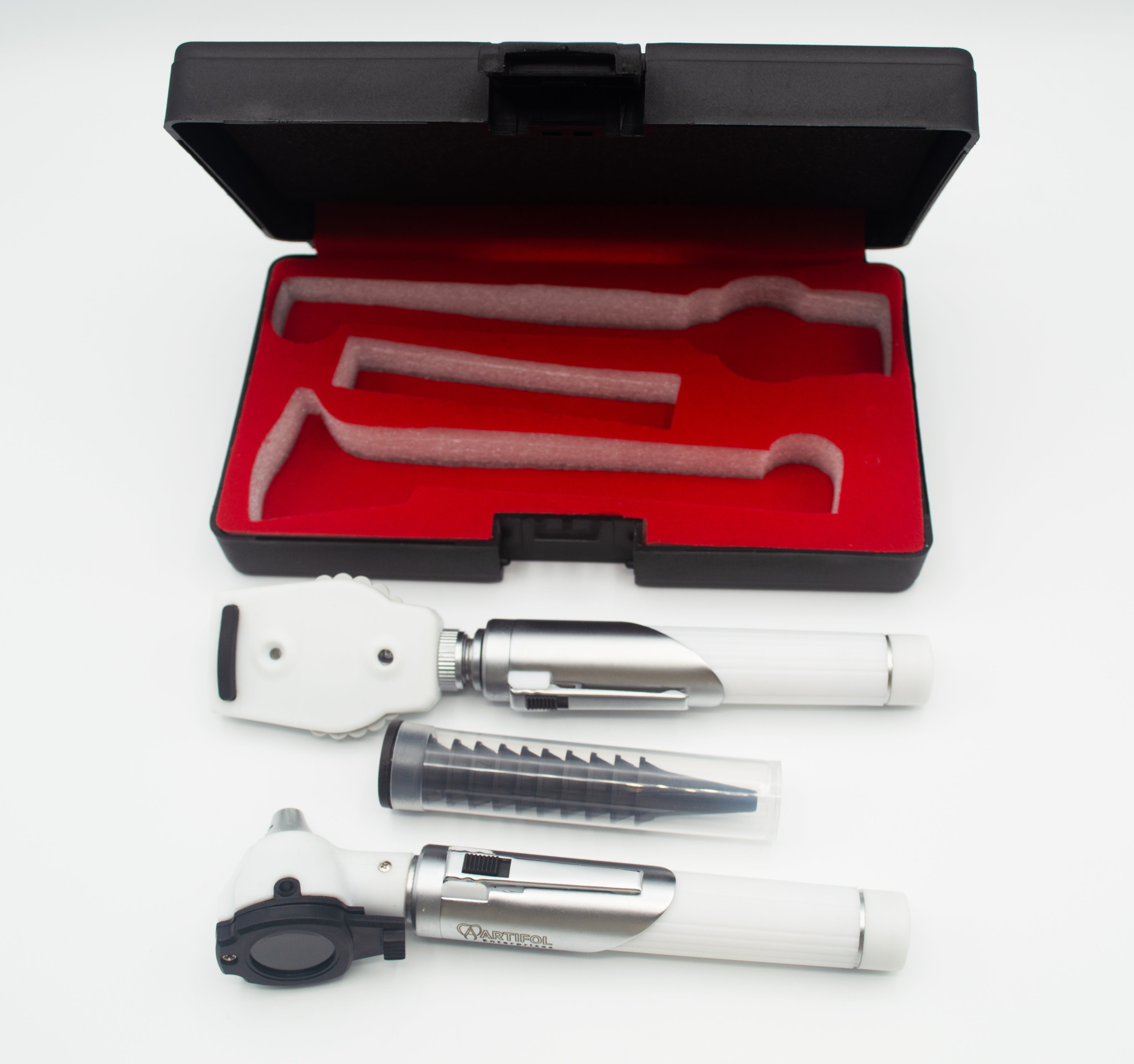 Student Home Use New Ent Otoscope & Ophthalmoscopes Examination Kit Fiber Optic Diagnostic Set Black Color OS1015