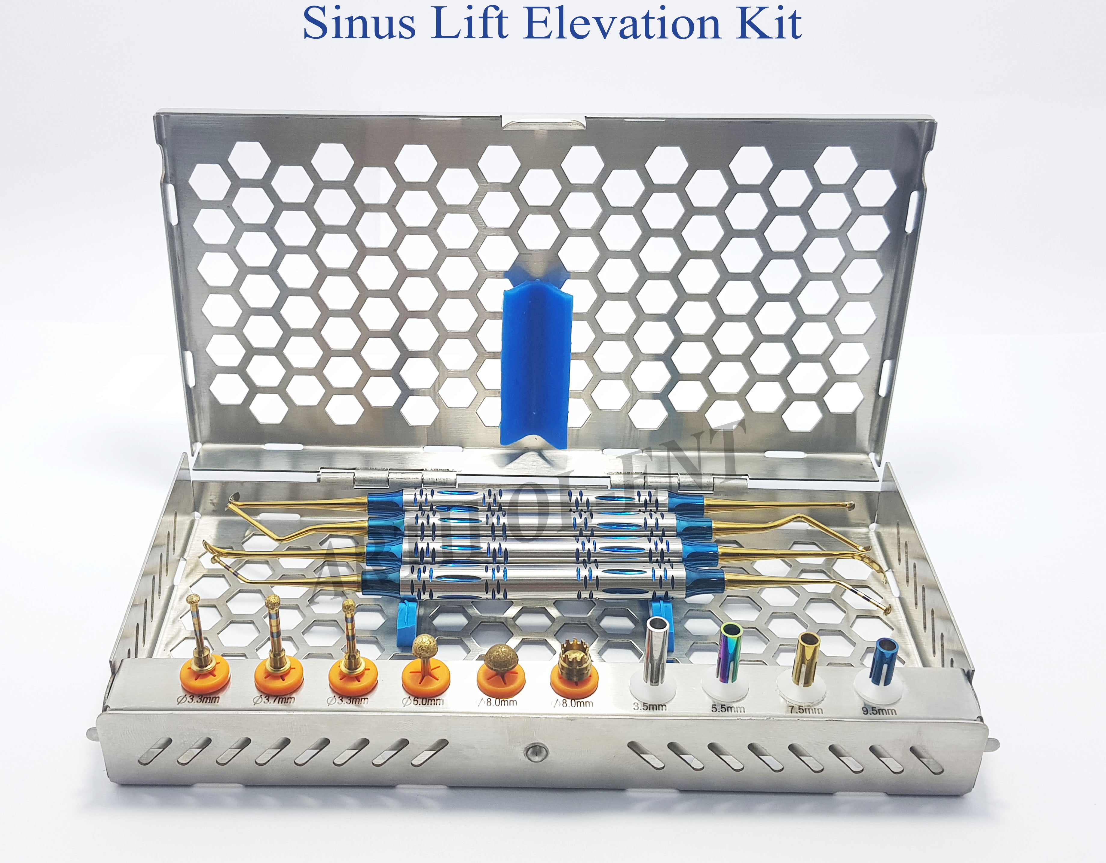 14-Piece Sinus Lift Implant Kit – DASK Lift Drills, Depth Stoppers & Elevators with Stainless Steel Cassette #OS1016