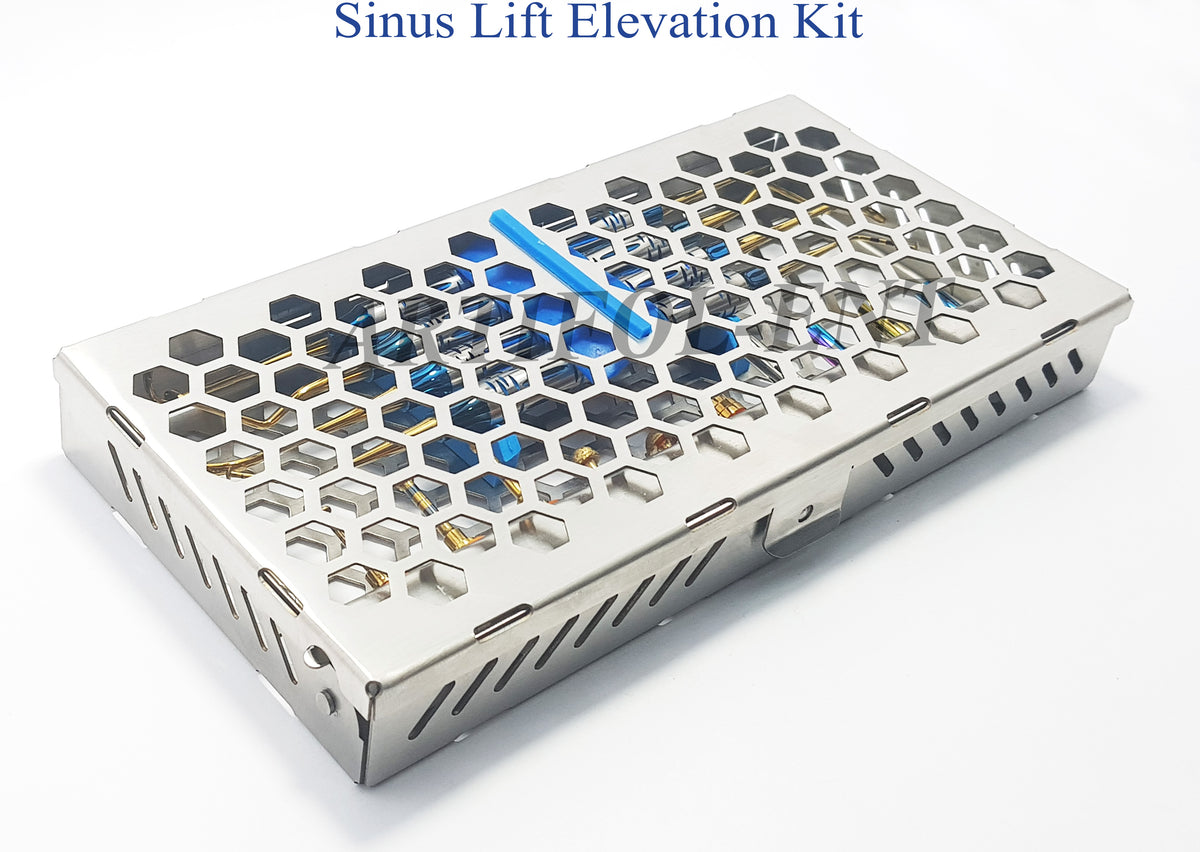 14-Piece Sinus Lift Implant Kit – DASK Lift Drills, Depth Stoppers & Elevators with Stainless Steel Cassette #OS1016