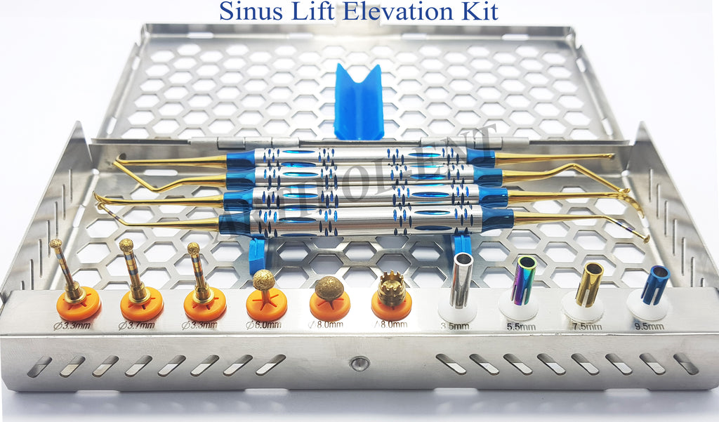 14-Piece Sinus Lift Implant Kit – DASK Lift Drills, Depth Stoppers & Elevators with Stainless Steel Cassette #OS1016