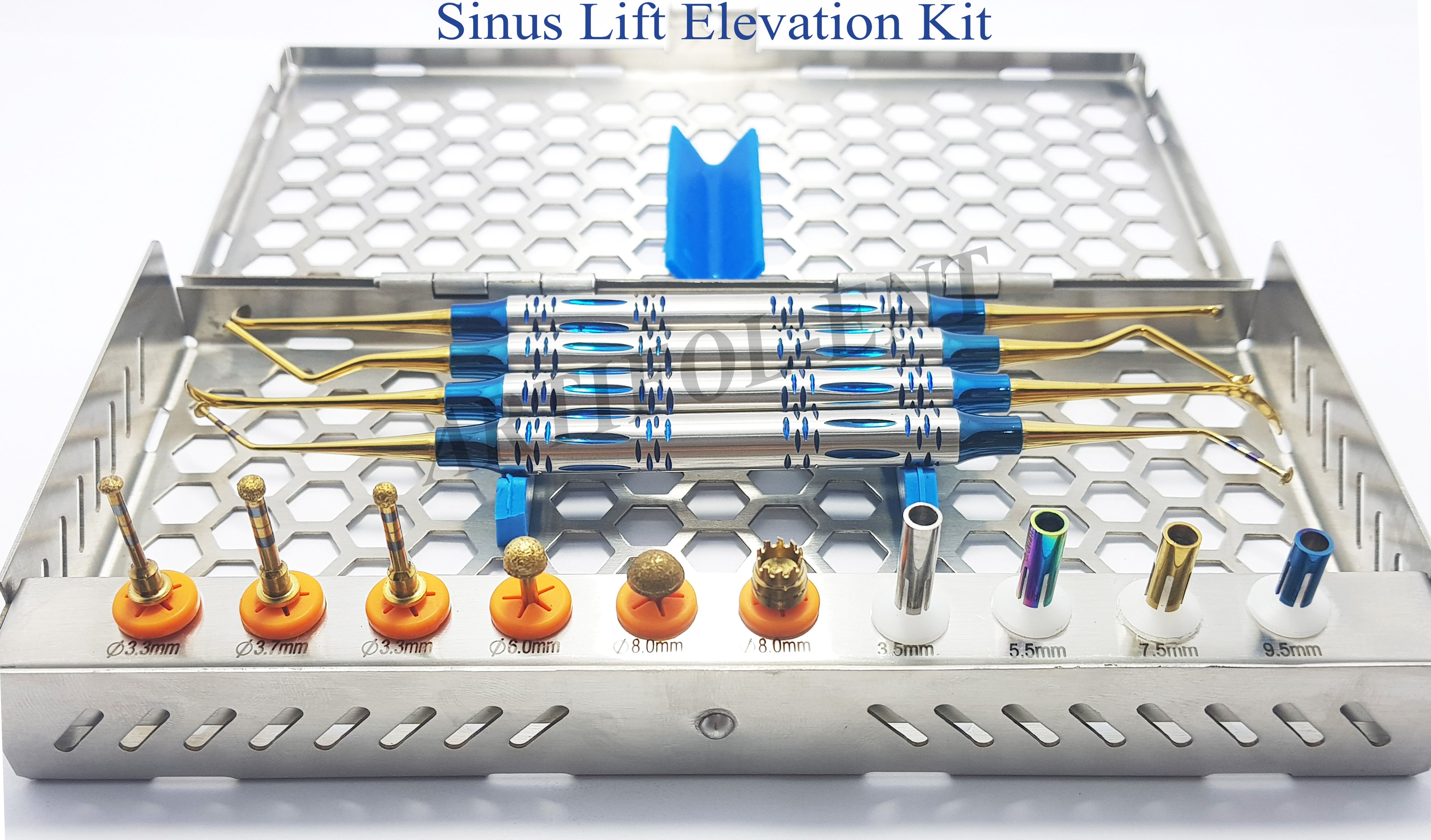 14-Piece Sinus Lift Implant Kit – DASK Lift Drills, Depth Stoppers & Elevators with Stainless Steel Cassette #OS1016