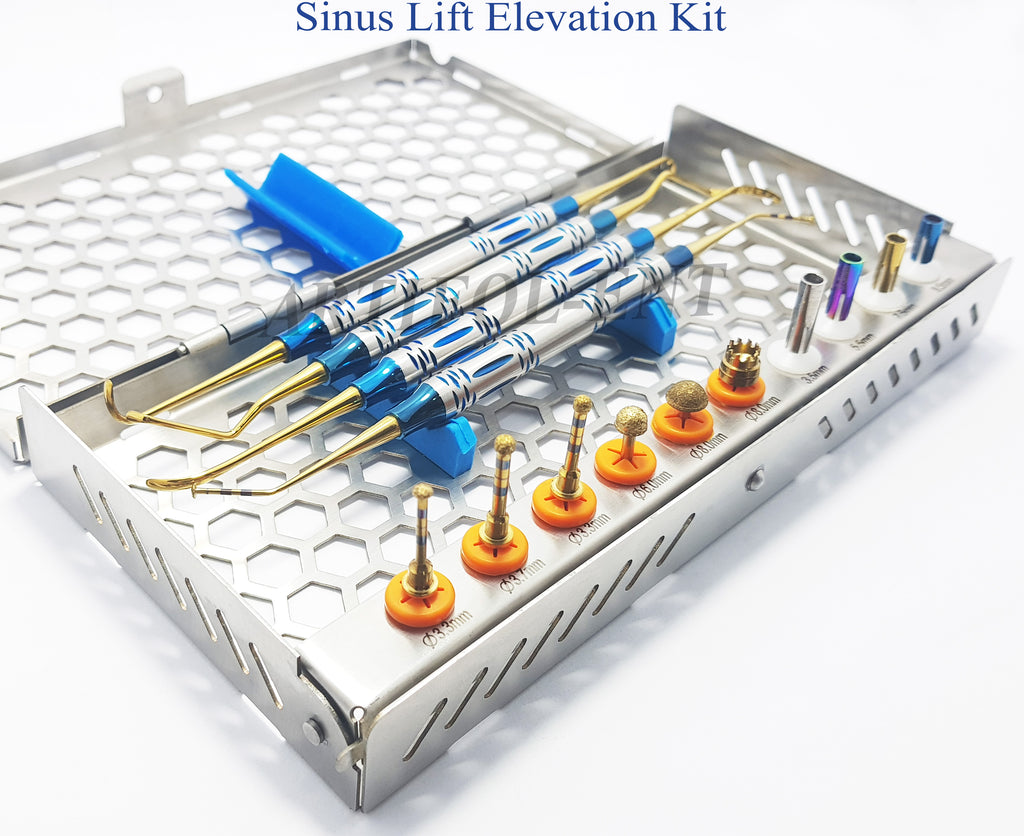 14-Piece Sinus Lift Implant Kit – DASK Lift Drills, Depth Stoppers & Elevators with Stainless Steel Cassette #OS1016