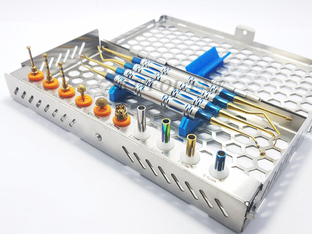 14-Piece Sinus Lift Implant Kit – DASK Lift Drills, Depth Stoppers & Elevators with Stainless Steel Cassette #OS1016