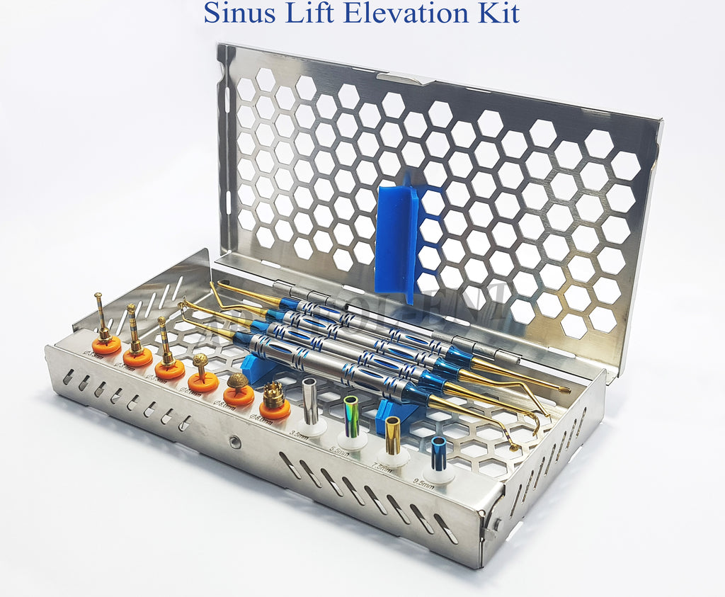 14-Piece Sinus Lift Implant Kit – DASK Lift Drills, Depth Stoppers & Elevators with Stainless Steel Cassette #OS1016